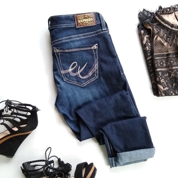 Express Denim - Express • Stella low rise darkwash skinny jeans